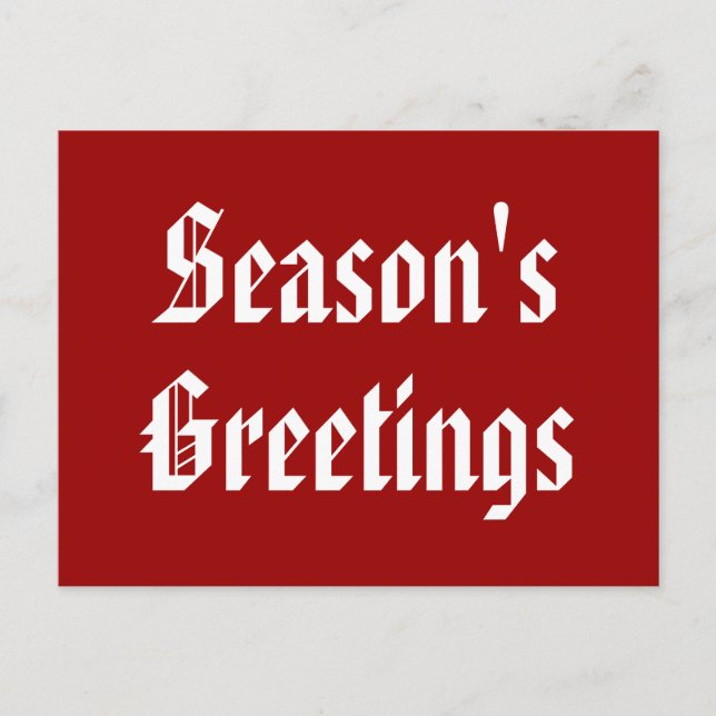 Red White Seasons Greetings Holiday Postcard (Front)