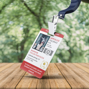 Red White Service Dog Logos & Photo ID Badge
