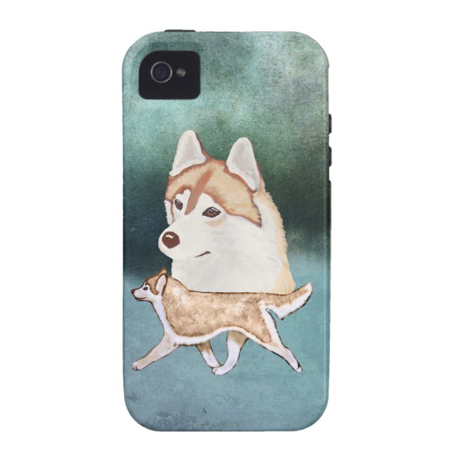 Red & White Siberian Husky Iphone 4&4S Case (Back)