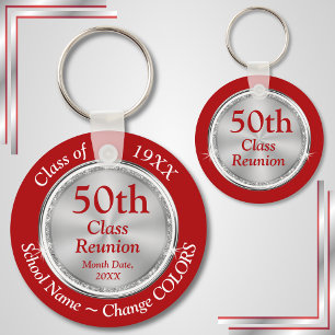 Red, White, Silver Custom, Class Reunion Souvenirs Key Ring