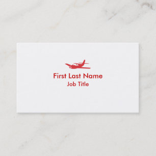 Red white simple aeroplane custom business cards