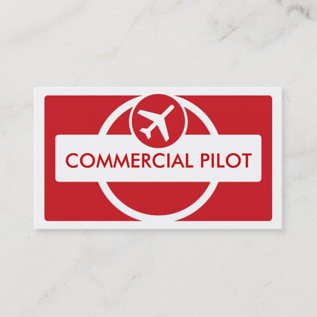 Red white simple custom pilot business cards (Front)