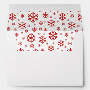 Red white simple elegant snowflakes patterned envelope