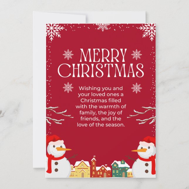Red & White Simple Merry Christmas Design Holiday Card (Front)