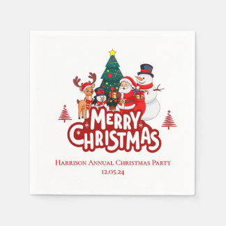 Red & White Simple Merry Christmas Napkin