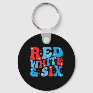Red White Six 6th Birthday Independence Day 4th Of Key Ring