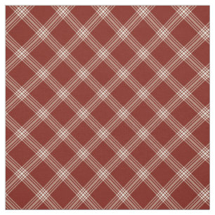 Red & White Small Diagonal Plaid Fabric