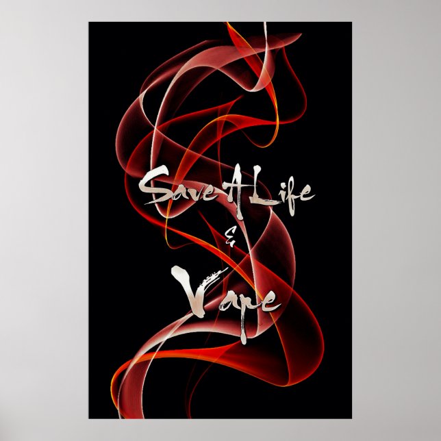 Red White Smoke Save A Life And Vape Print (Front)