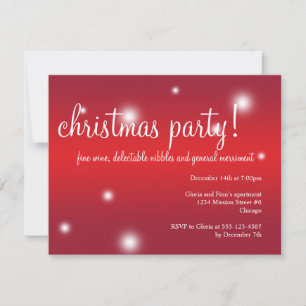 Red white snow glow glamour Christmas holiday part Invitation