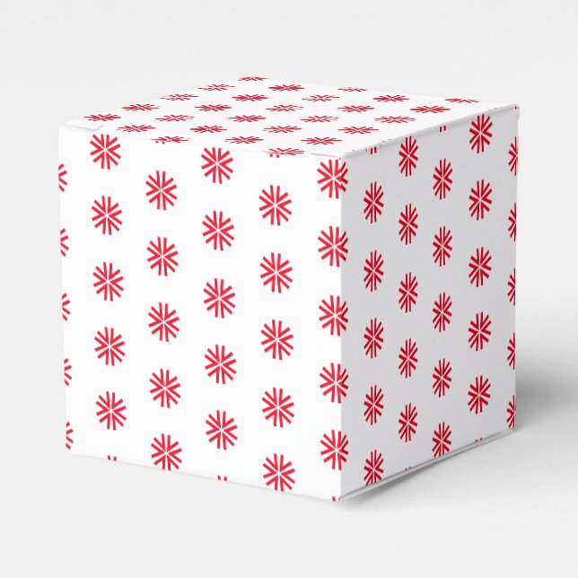 Red White snow star snowflakes pattern gift Favour Box (Front Side)