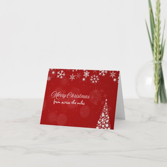 Red & White Snowflake Christmas Card - From Afar (Front)