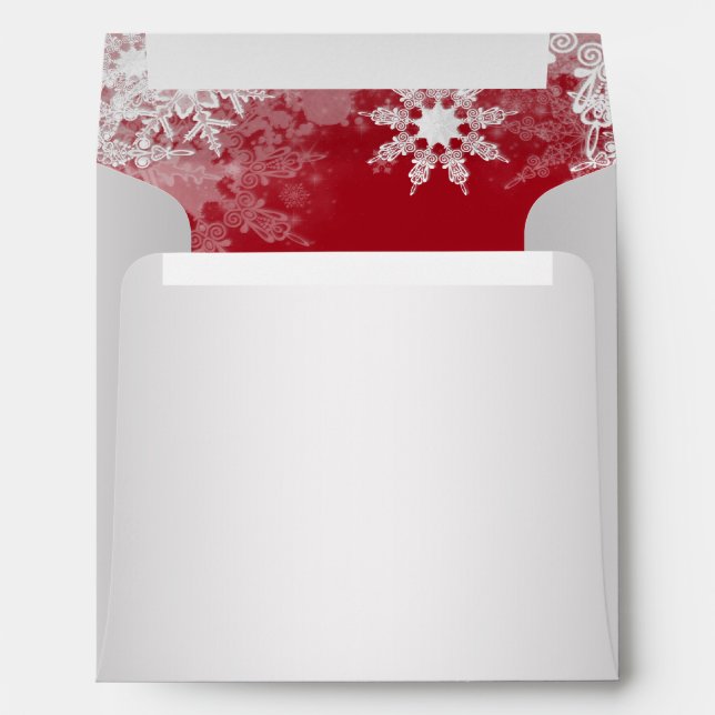 Red White Snowflake Christmas Envelopes (Back (Bottom))