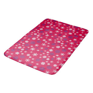 Red White Snowflake Christmas Pattern Bath Mat