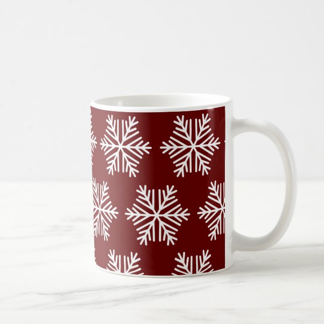 Red White Snowflake Christmas Pattern Coffee Mug  (Right)