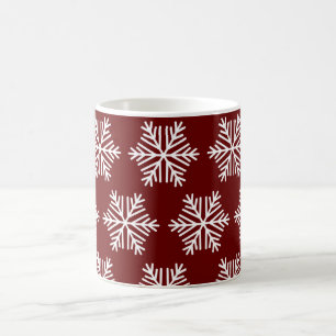 Red White Snowflake Christmas Pattern Coffee Mug