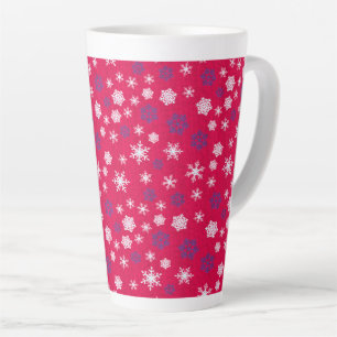 Red White Snowflake Christmas Pattern Latte Mug