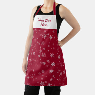 Red White Snowflake Pattern Christmas Apron