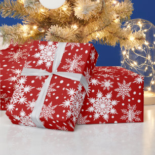Red & White Snowflake Seamless Pattern Wrapping Paper