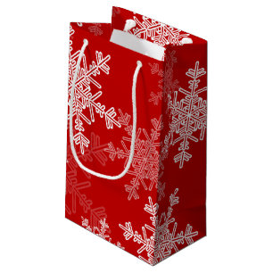 Red White Snowflakes Minimalist Christmas Small Gift Bag