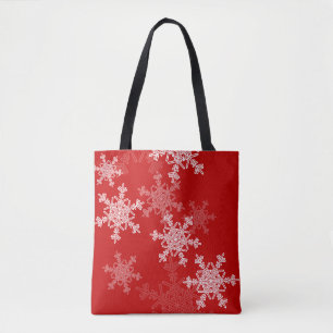 Red White Snowflakes Minimalist Christmas Tote Bag