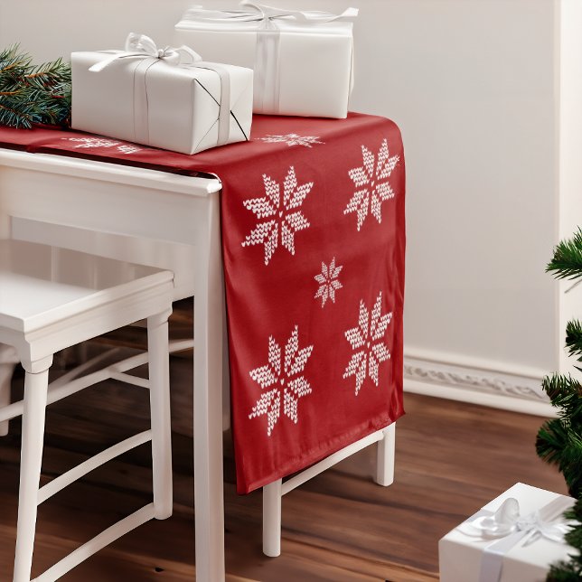 Red & White Snowflakes Short Table Runner (Creator Uploaded)