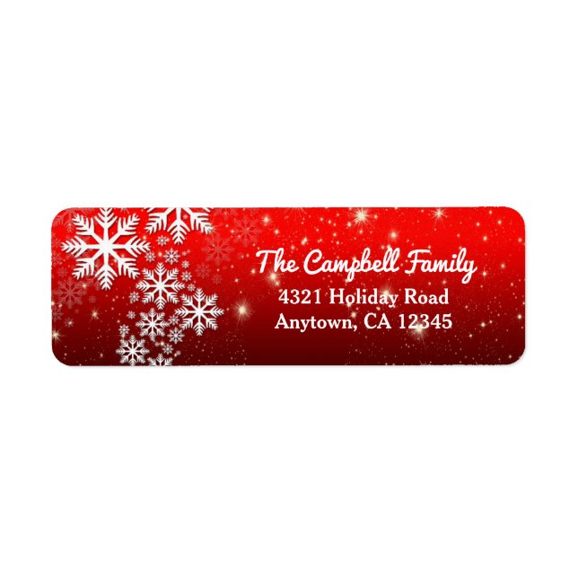 Red White Snowflakes Winter Holiday Return Address Label (Front)