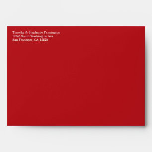 Red + white snowflakes winter wedding envelope