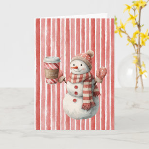 Red White Snowman Christmas Card