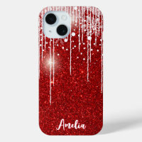 Red White Snowy Dripping Snowflake Custom Name