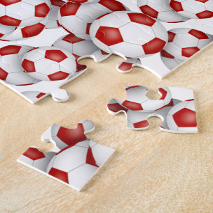 red white soccer team colours boys girls name jigsaw puzzle