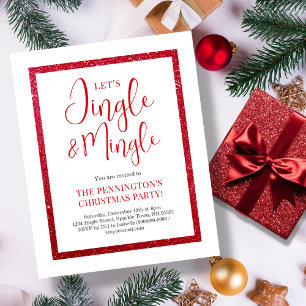 Red & White Sparkle Christmas Budget Invitation