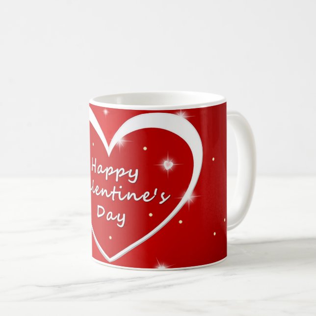 Red & White Sparkling Heart Valentine's Day Mug (Front Right)