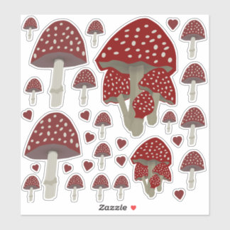 red white spots mushroom Amanita muscaria stickers