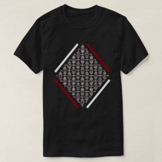 Red & White Square With Asian Inspired Patterns T-Shirt