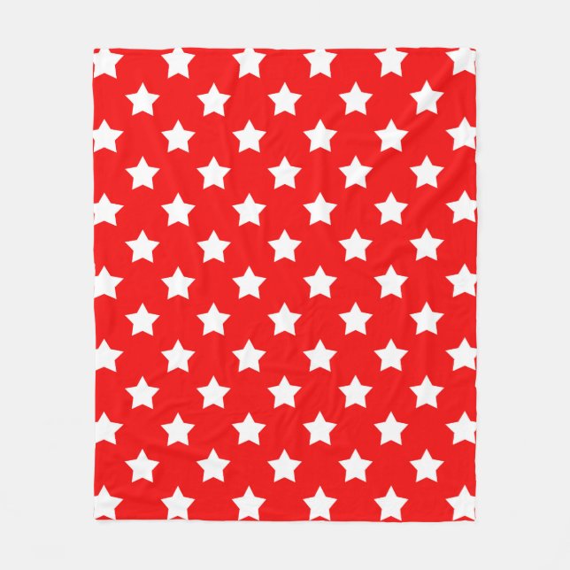 Red White Stars Pattern Decorative Fleece Blanket (Front)