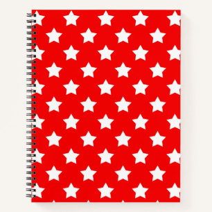 Red White Stars Pattern Decorative Notebook