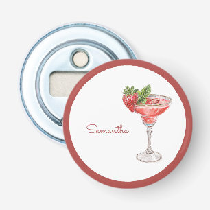Red White Strawberry Cocktail Drink Bottle Opener