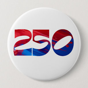 Red White Stripe Blue Stars America 250 Birthday 10 Cm Round Badge