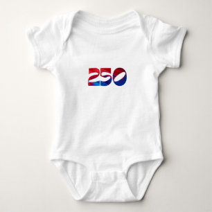 Red White Stripe Blue Stars America 250 Birthday Baby Bodysuit