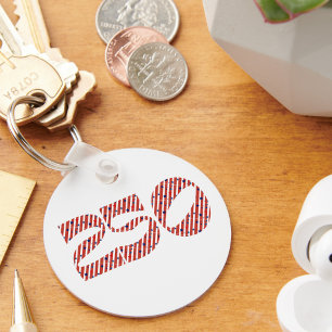 Red White Stripe Blue Stars America 250 Birthday Key Ring