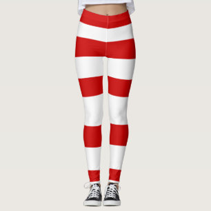 Red White Stripe Elf Leggings Christmas Holidays