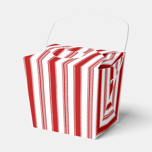Red & White Stripe Favour Box (Front Side)