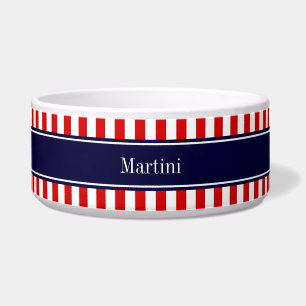 Red White Stripe Navy Blue Name Monogram