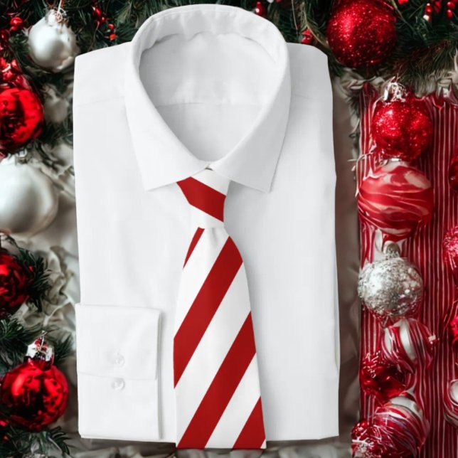 Red White Striped Festive Holiday Tie (Creator Uploaded)