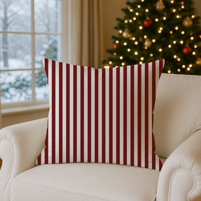 Red & White Striped Holiday Pillow (Creator Uploaded)