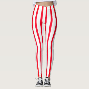 red and white striped leggings women's