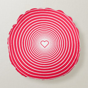 Red White Striped Round Pillow Hert Custom Colour