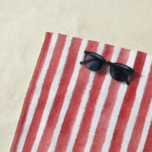Red White Stripes Beach Towel