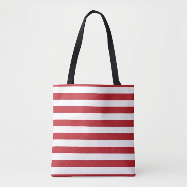 Red White Stripes Chic Tote Bag (Front)