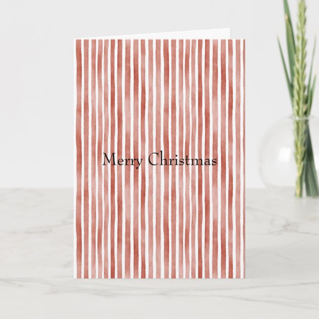 Red White Stripes Christmas Card (Front)
